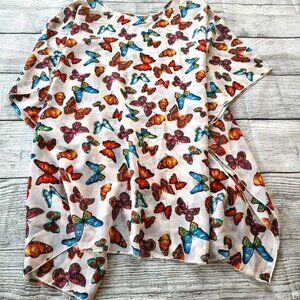 NEW DIRECTION Women 3x Butterflies sheer top/Cover/shirt/blouse Plus Size